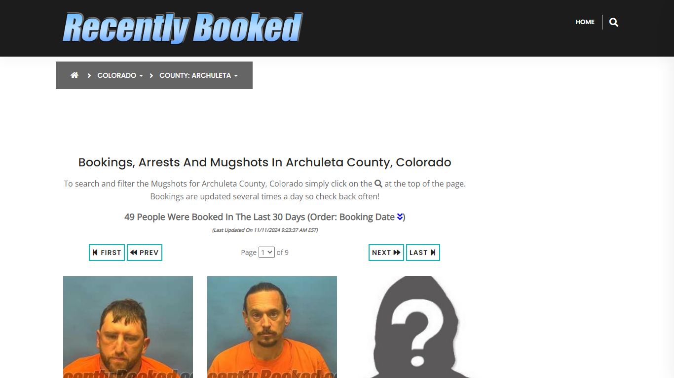 Bookings, Arrests and Mugshots in Archuleta County, Colorado