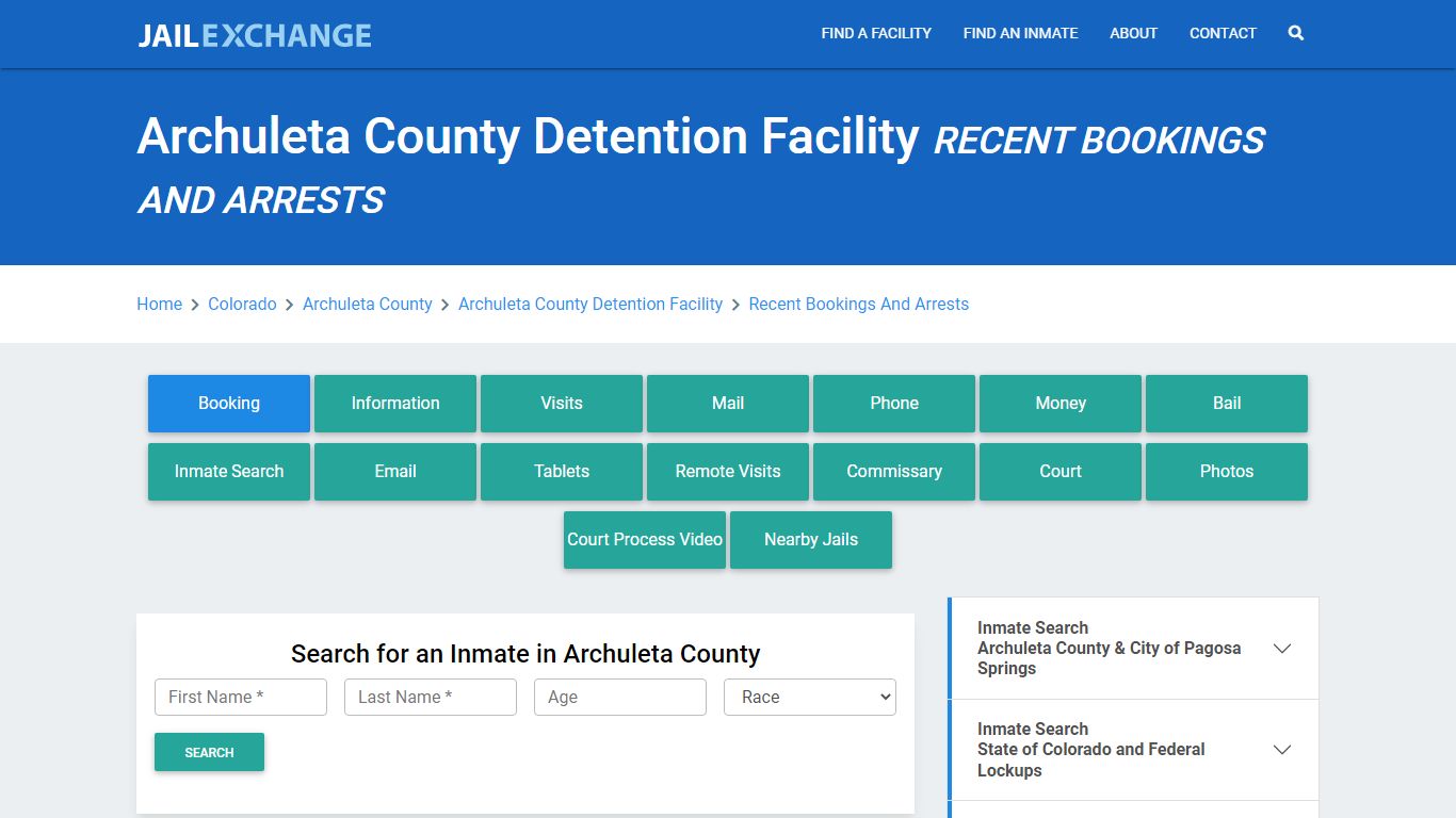 Archuleta County Detention Facility Recent Bookings And Arrests